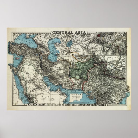 Brits en Russisch gebied van Afghanistan Poster (Voorkant)