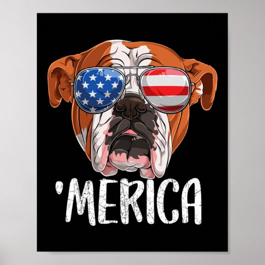 Brits Engels Bulldog hond 4 juli Amerikaans F Poster (Voorkant)