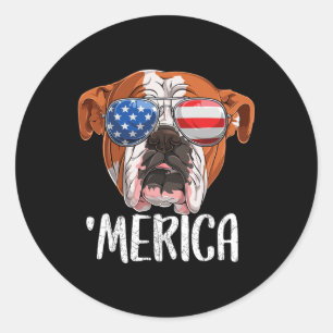 Brits Engels Bulldog hond 4 juli Amerikaans F Ronde Sticker