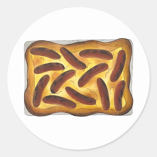 Brits Engels Food Toad in the Hole Worstjes Ronde Sticker (Voorkant)