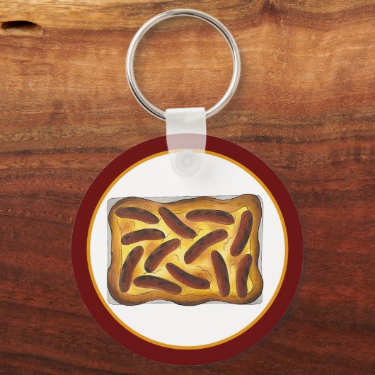 Brits Engels Food Toad in the Hole Worstjes Sleutelhanger (Voorkant)