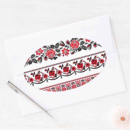 Brits etnisch etnische patroon ovale sticker (Envelop)