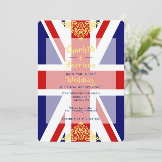 Brits EU Jack Flag Destination Wedding Kaart (Staand voorkant)