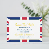 Brits EU Jack Flag Destination Wedding Save The Date (Staand voorkant)