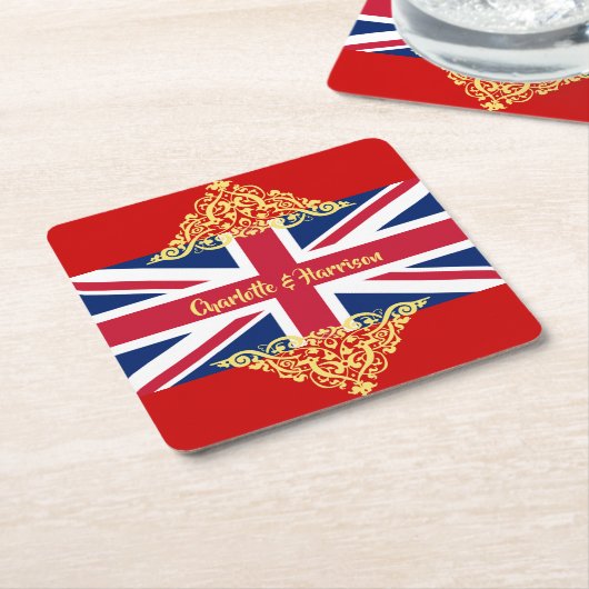 Brits EU-vlagpatriottisch huwelijk Kartonnen Onderzetters (Schuin)