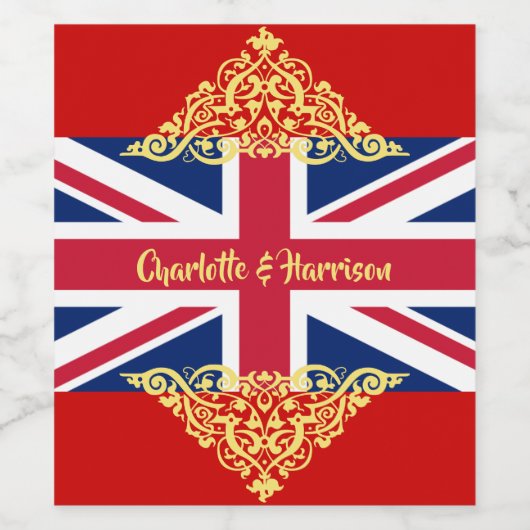 Brits EU-vlagpatriottisch huwelijk Wijn Etiket (Enkel label)