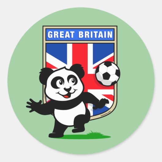 Brits Football Panda Ronde Sticker (Voorkant)