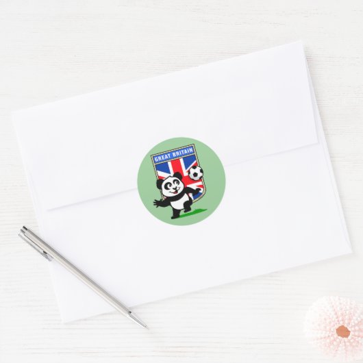 Brits Football Panda Ronde Sticker (Envelop)
