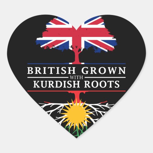 Brits geteeld met Koerdische roots Koerdistan Hart Sticker (Voorkant)