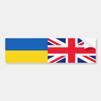 Brits ik sta achter Oekraïne. Vlaggen van VK en Oe Bumpersticker