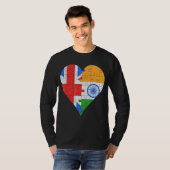 Brits Indisch Vlag Hart T-shirt (Voorkant volledig)