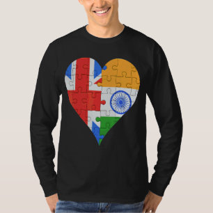 Brits Indisch Vlag Hart T-shirt