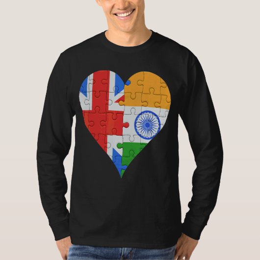 Brits Indisch Vlag Hart T-shirt (Voorkant)
