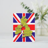 Brits Isles woordkaart tegen Union Jack Briefkaart (Staand voorkant)