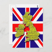Brits Isles woordkaart tegen Union Jack Briefkaart (Voorkant / Achterkant)