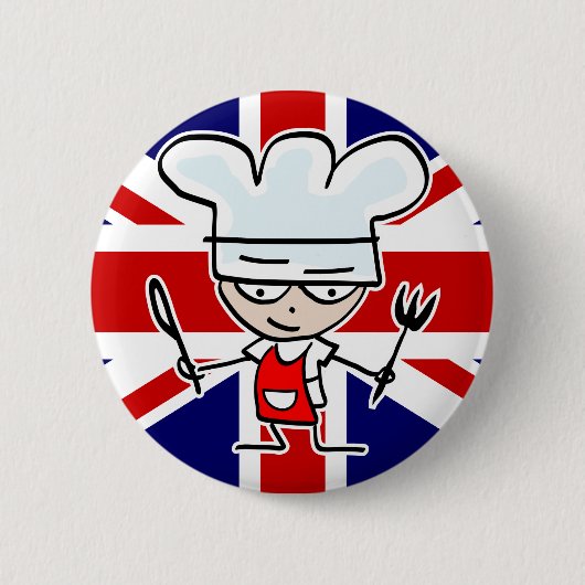 Brits kokketop met schattige cartoon ronde button 5,7 cm (Voorkant)
