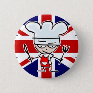 Brits kokketop met schattige cartoon ronde button 5,7 cm