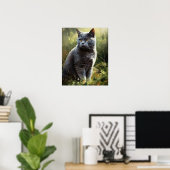 Brits Korthaar Cat Art Print Poster (Thuiskantoor)