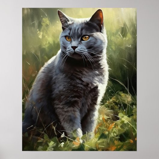 Brits Korthaar Cat Art Print Poster (Voorkant)