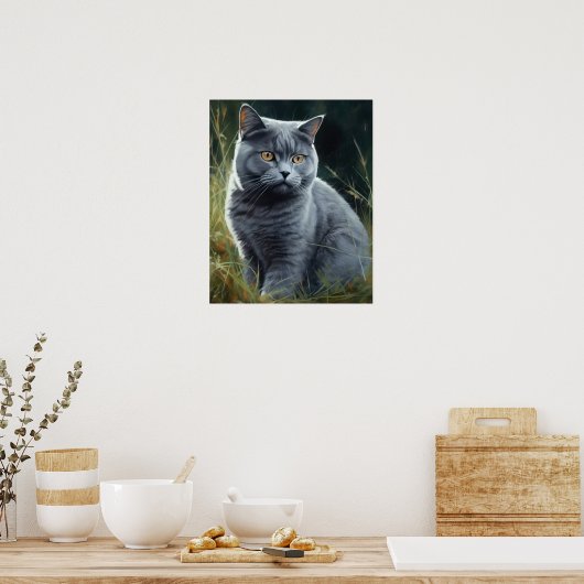 Brits Korthaar Cat Art Print Poster (Keuken)