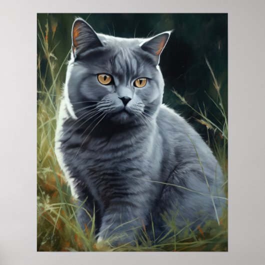 Brits Korthaar Cat Art Print Poster (Voorkant)