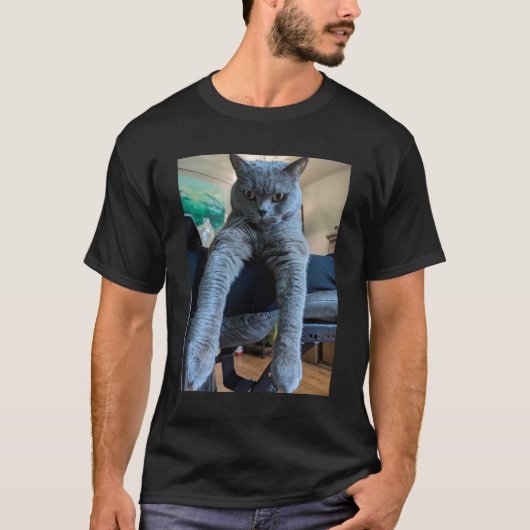 Brits Korthaar Kat Kat Het leggen Hangende T-shirt (Voorkant)