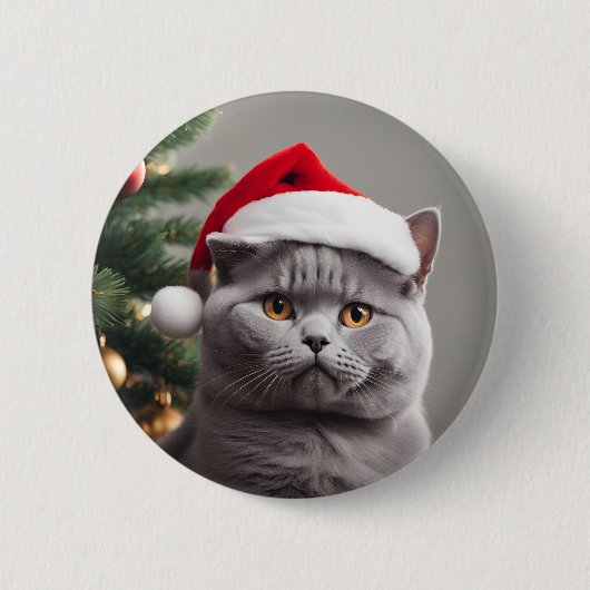Brits Korthaar Kerstmis Ronde Button 5,7 Cm (Voorkant)
