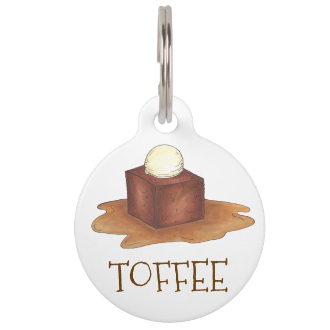 Brits Label van Sticky Toffee Pudding Foodie Pet D Huisdierpenning (Voorkant)