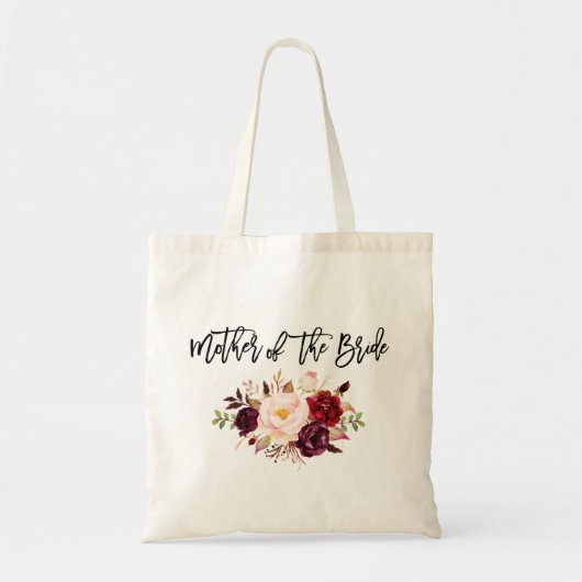 Brits Manuscript Burgundy Floral Moeder van de Bri Tote Bag (Voorkant)