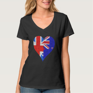 Brits Nieuw-Zealander Flag Heart T-shirt