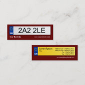 Brits nummer Bord - donkere maroon Mini Visitekaartje (Voorkant / Achterkant)