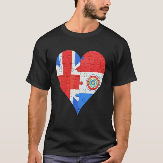 Brits Paraguayaans vlaghart T-shirt (Voorkant)
