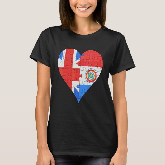 Brits Paraguayaans vlaghart T-shirt (Voorkant)