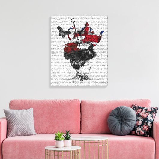 Brits Pet vanmiddag Tea Canvas Afdruk (Insitu (Woonkamer))
