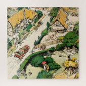 Brits platteland, klein dorp, oude huizen legpuzzel (Verticaal)
