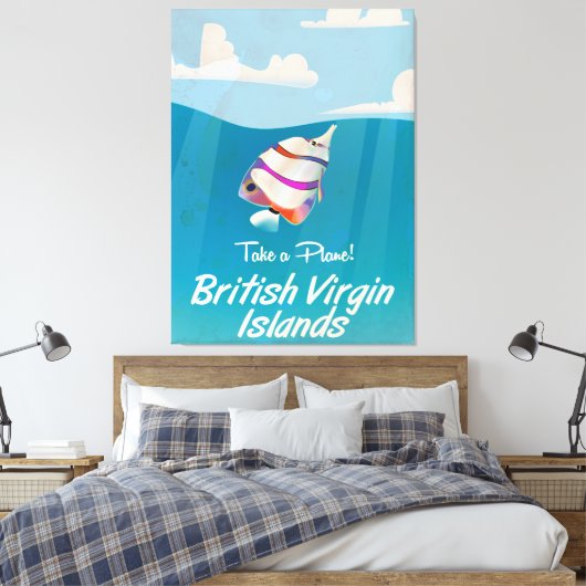 Brits Poster voor  vakantie op de Maagdeneilanden Canvas Afdruk (Insitu (Slaapkamer))