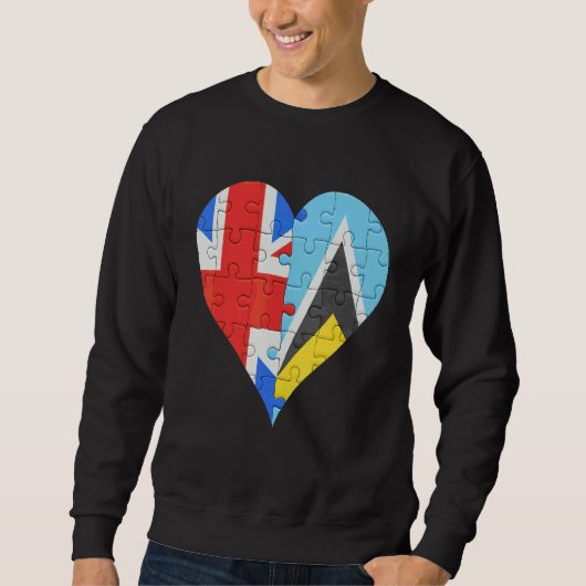 Brits Saint Lucian Flag Heart Trui (Voorkant)