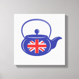 Brits schilvas met tapot canvas afdruk
