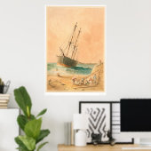 Brits schip "Viscata" gebleekt (0533A) Poster (Thuiskantoor)