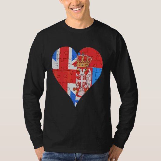 Brits Servisch Vlag Hart T-shirt (Voorkant)
