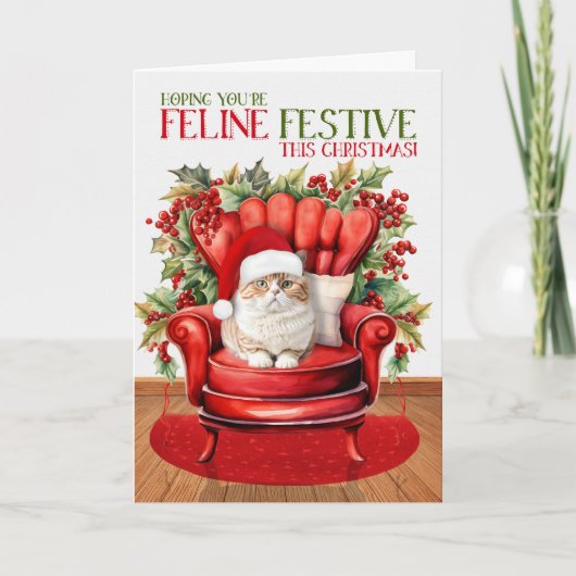 Brits Sinaasappel Tabby Kerstmis Kat FELINE Feeste Feestdagen Kaart (Voorkant)
