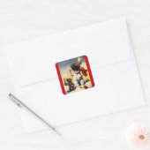 Brits Snowman en Scotty Dog Gezegde "Cheerio!" Vierkante Sticker (Envelop)