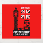 Brits staatsburgerschap geschenken sparkling wijnetiket (Enkel label)