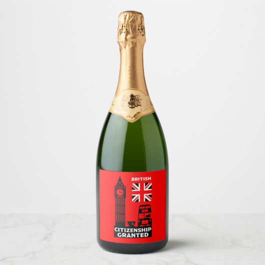 Brits staatsburgerschap geschenken sparkling wijnetiket (Voorkant)