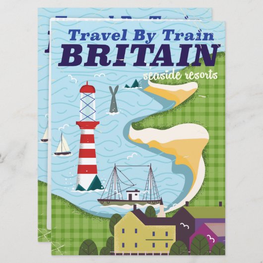 Brits  treinreisposter kaart (Voorkant / Achterkant)