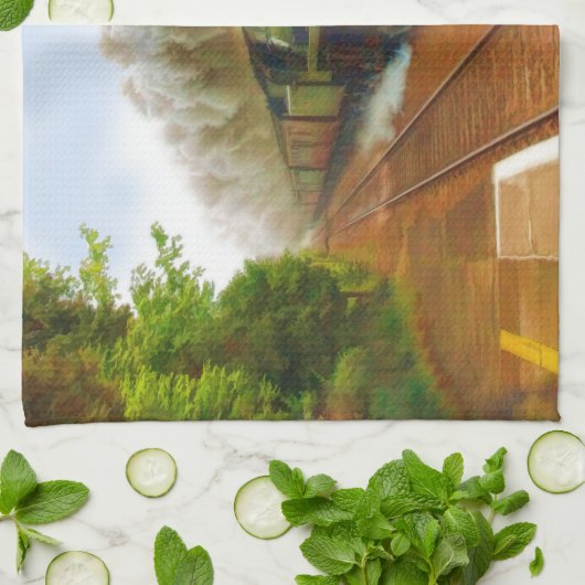 Brits treinstuurstation voor trainspotters theedoek (Gevouwen)