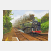 Brits treinstuurstation voor trainspotters theedoek (Horizontaal)