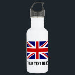 Brits Unievaartuig vlaggen aangepaste drink waterf Waterfles<br><div class="desc">Britse Union Jack vlagt aangepaste drink waterfles. Gepersonaliseerde roestvrijstalen waterflessen. Aangepast glazige metalen waterflesje in veel kleuren. Ideaal voor sportteams en buitenactiviteiten. Gebruik in basketbal, honkbal, football, tennis, voetbal, volleybal, wandelen, kamperen, kamperen, rennen, rails en vellen, reizen enz. Personaliseer je met je eigen naam, jersey nummer, initialen of slogan in...</div>