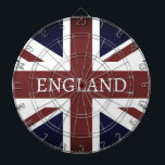 Brits Union Jack vlag aangepaste dartboard Dartbord<br><div class="desc">Britse Union Jack vlag aangepaste dartboard. Patriottisch ontwerp met vervaagde Britse vlag van het Verenigd Koninkrijk,  Groot-Brittannië,  Engeland.</div>