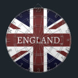 Brits Union Jack vlag aangepaste dartboard Dartbord<br><div class="desc">Britse Union Jack vlag aangepaste dartboard. Patriottisch ontwerp met vervaagde Britse vlag van het Verenigd Koninkrijk,  Groot-Brittannië,  Engeland.</div>